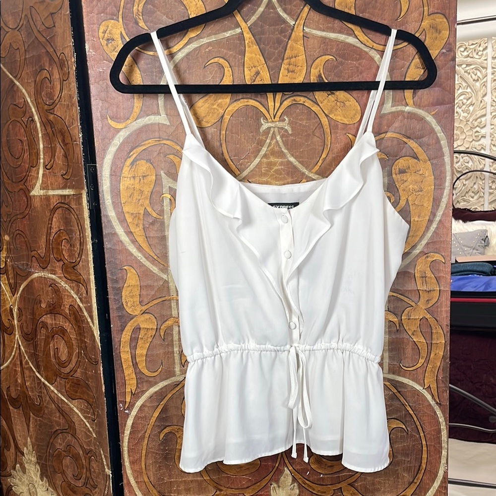 White Ruffled Women's Top from Express